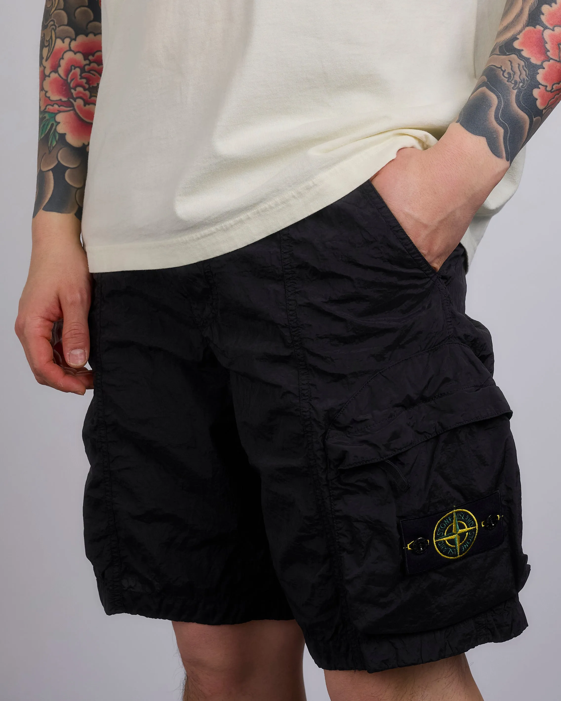 Stone Island Econyl Nylon Metal Single Cargo Short Black