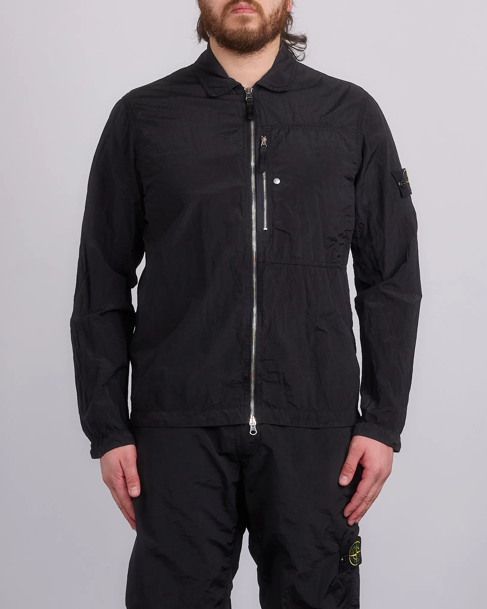Stone Island Nylon Metal Econyl Zip Shirt Jacket Black