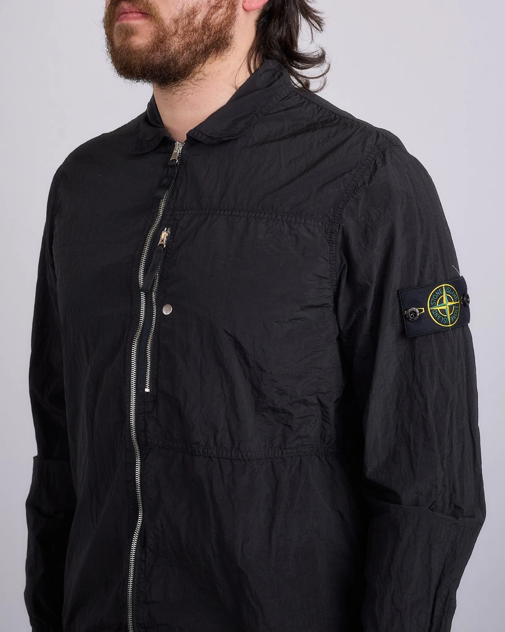 Stone Island Nylon Metal Econyl Zip Shirt Jacket Black