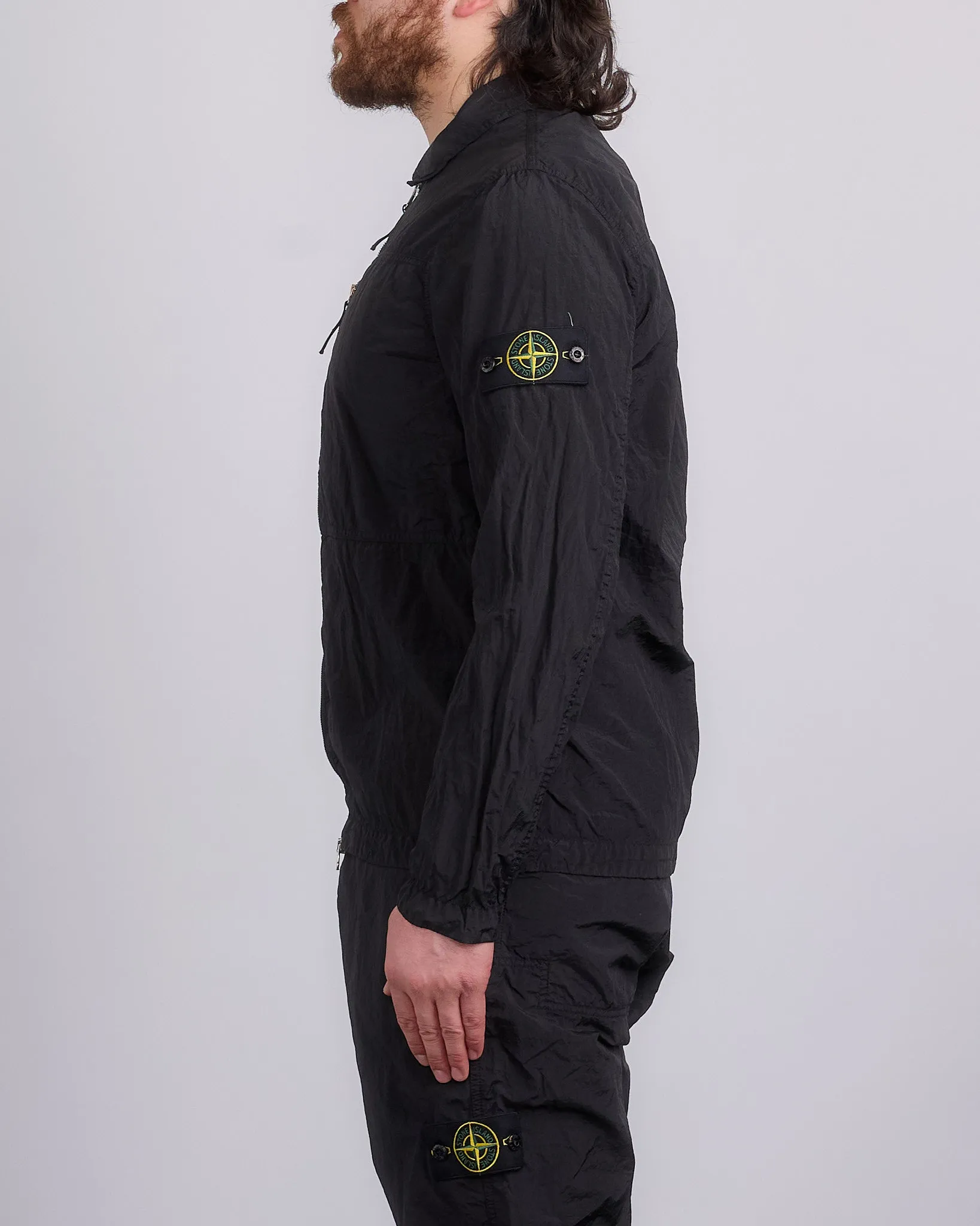 Stone Island Nylon Metal Econyl Zip Shirt Jacket Black