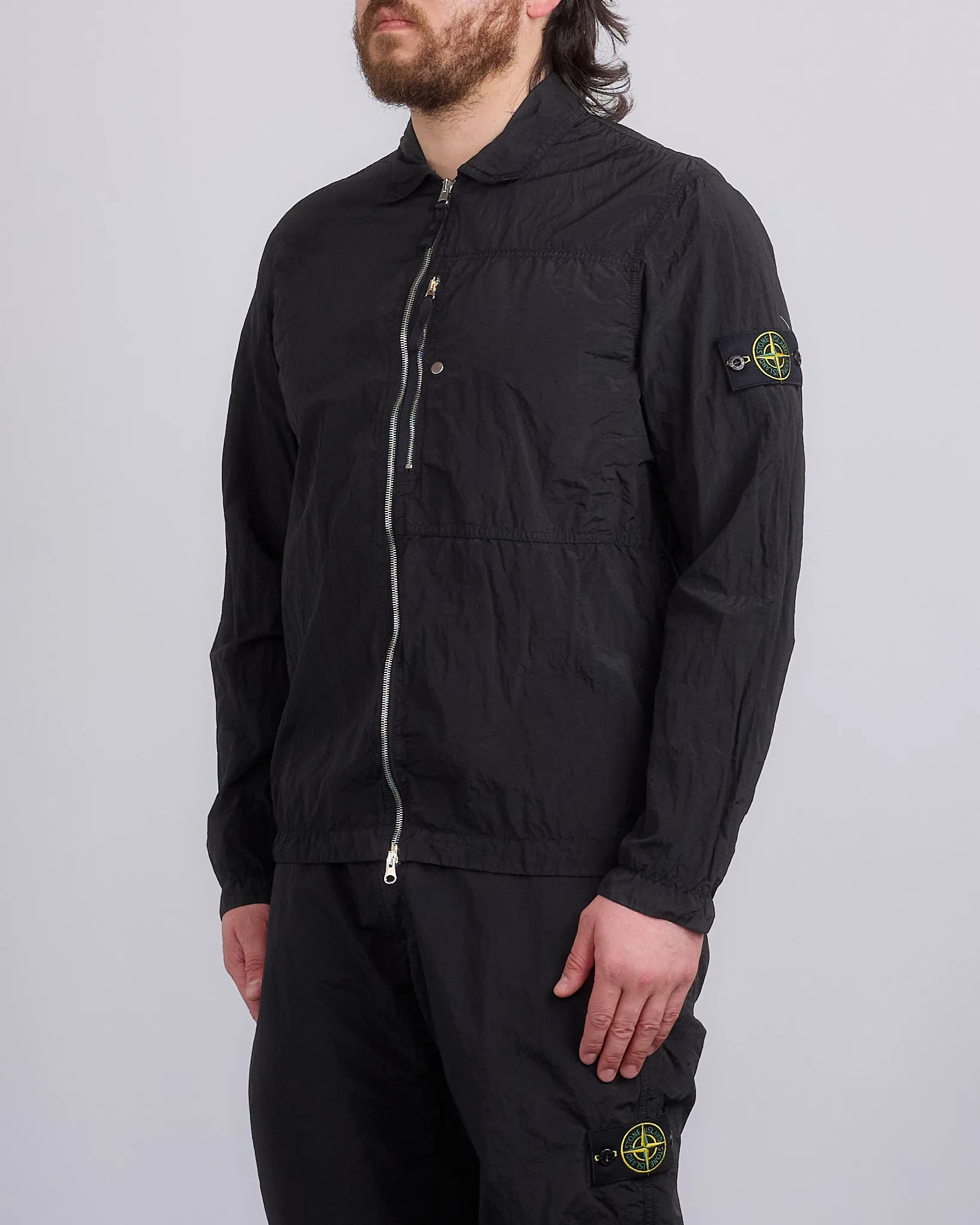 Stone Island Nylon Metal Econyl Zip Shirt Jacket Black