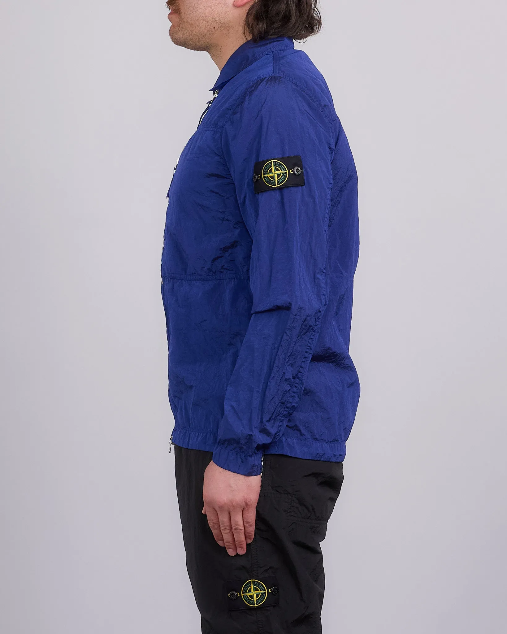 Stone Island Nylon Metal Econyl Zip Shirt Jacket Bright Blue
