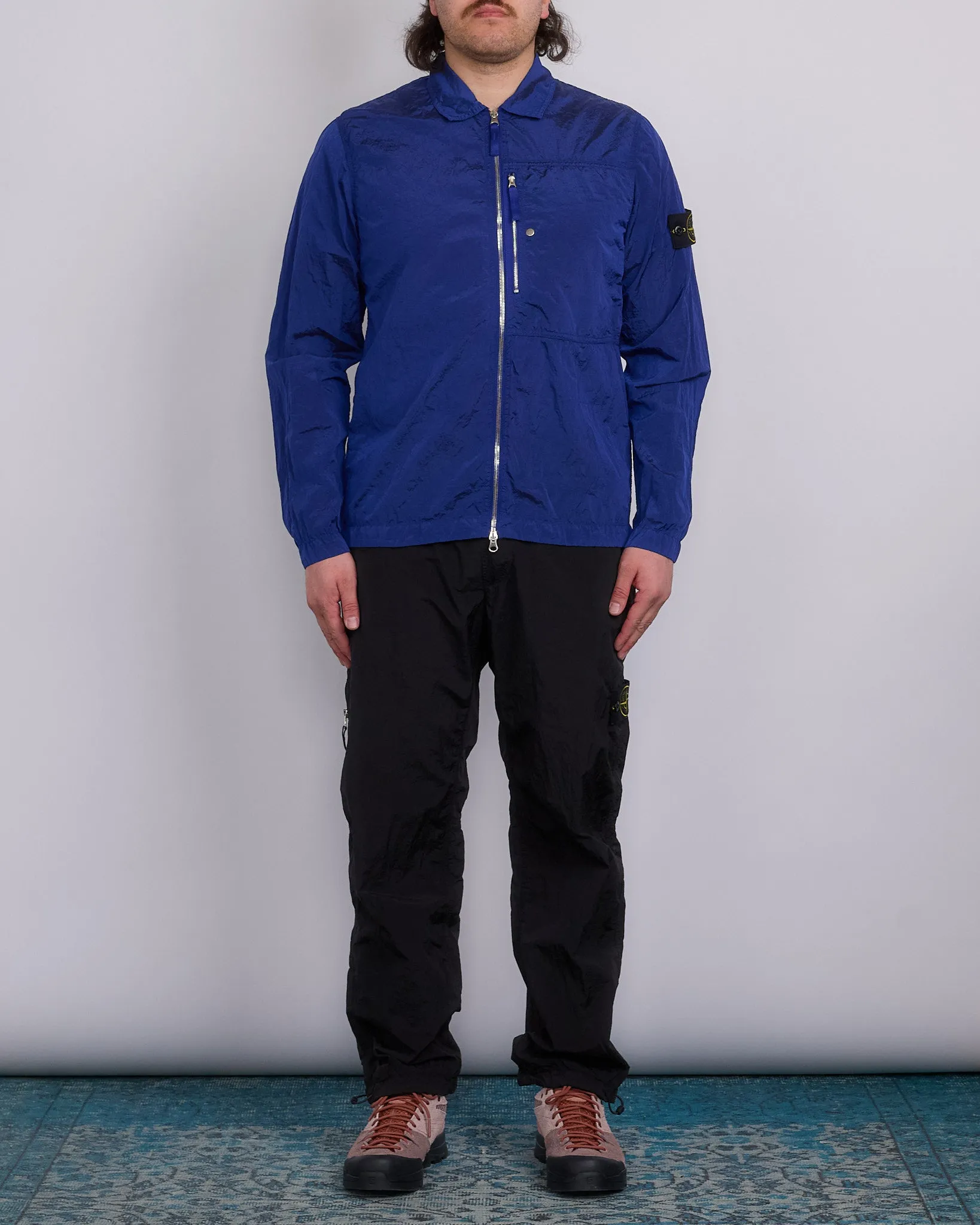Stone Island Nylon Metal Econyl Zip Shirt Jacket Bright Blue