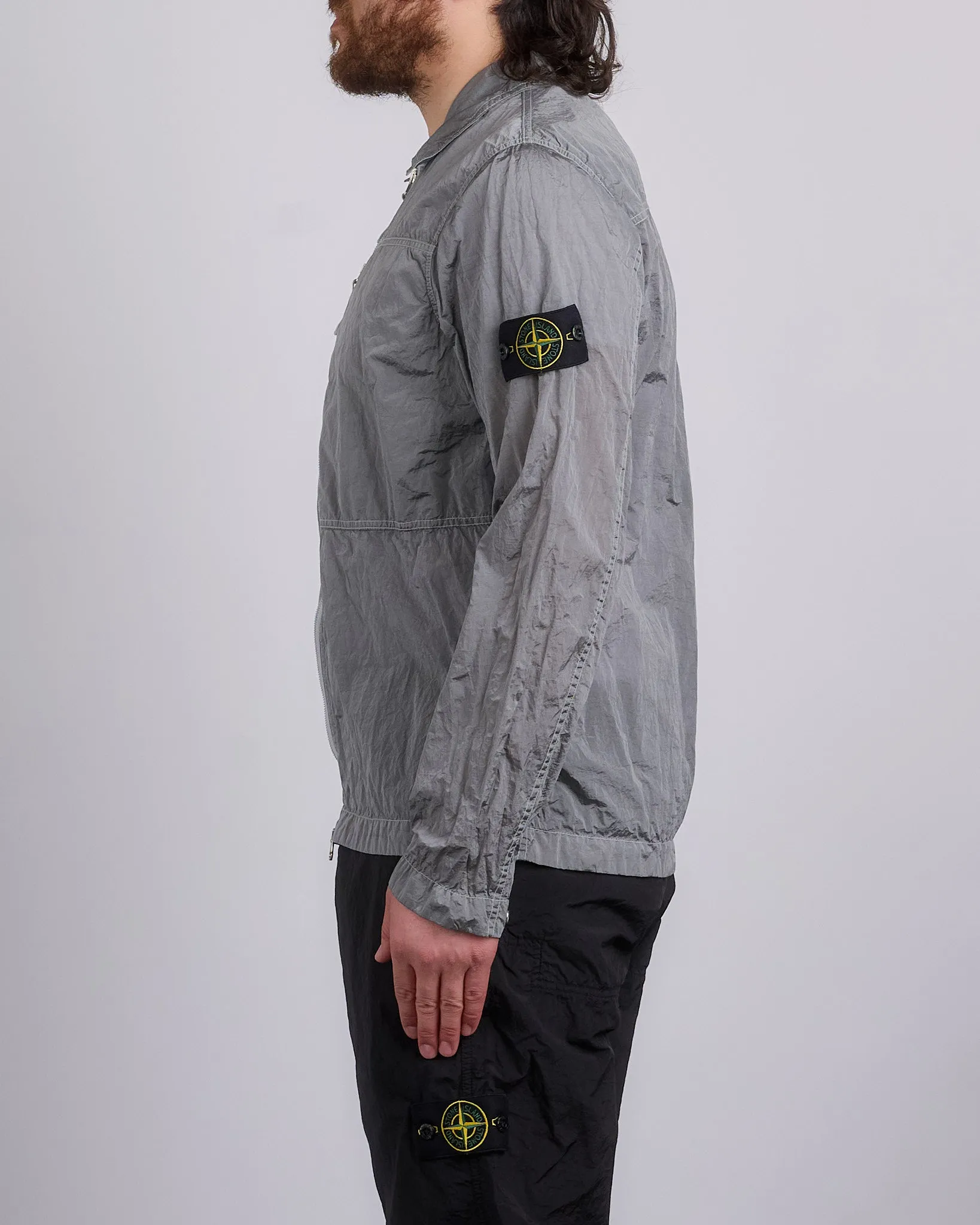 Stone Island Nylon Metal Econyl Zip Shirt Jacket  Pearl Grey