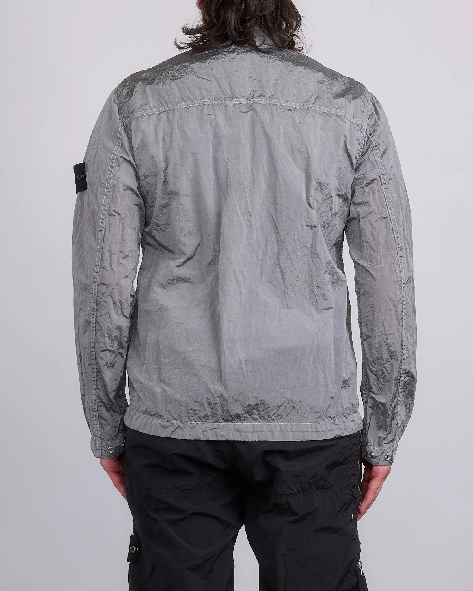 Stone Island Nylon Metal Econyl Zip Shirt Jacket  Pearl Grey