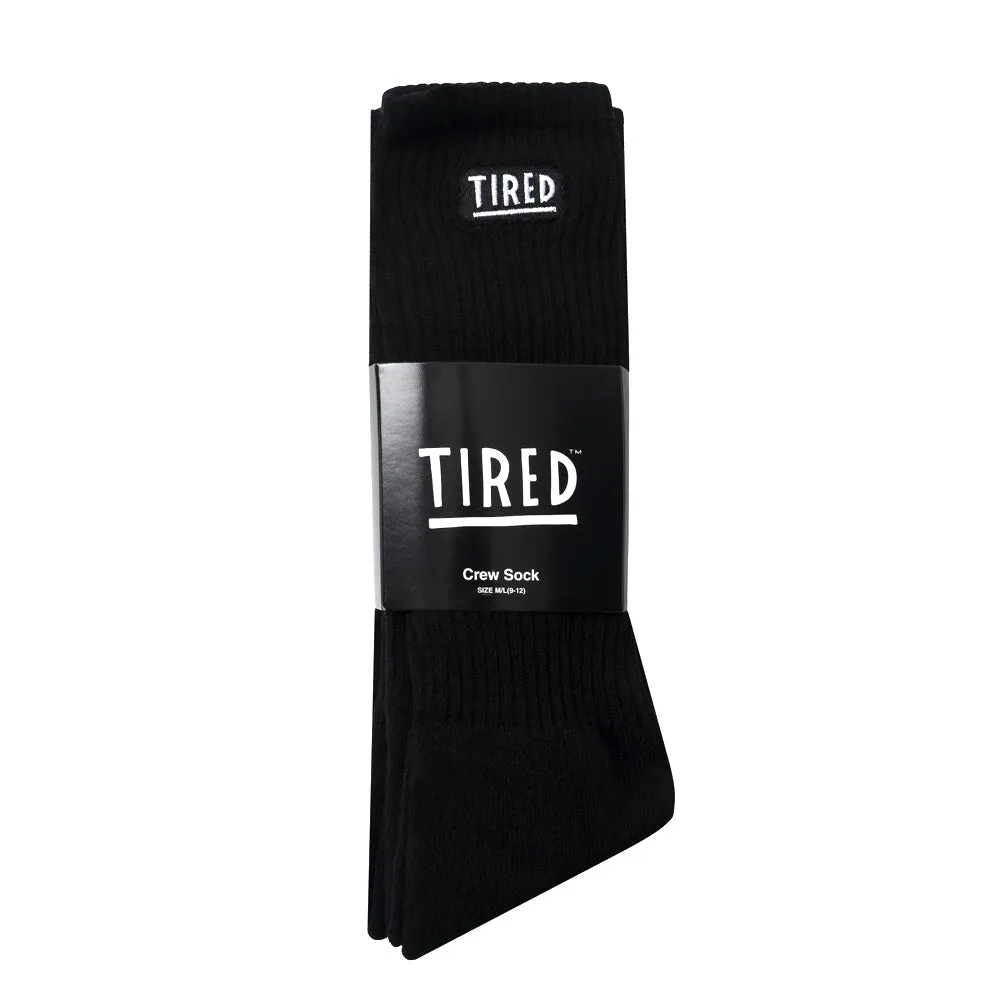 TIRED OG LOGO CREW SOCK 3 PACK // BLACK