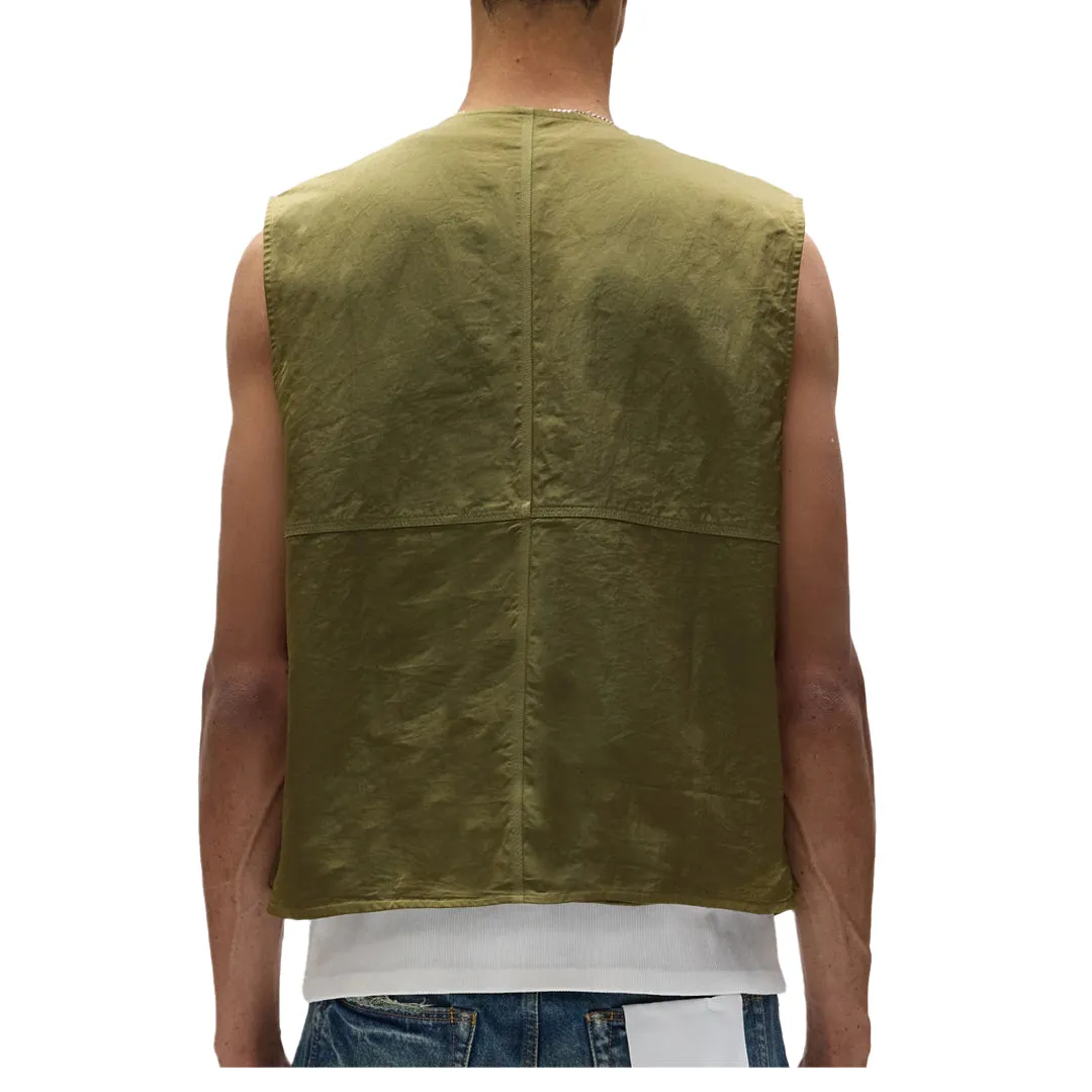 WOVEN FULL ZIP UTILITY VEST MILITARY WORDMARK