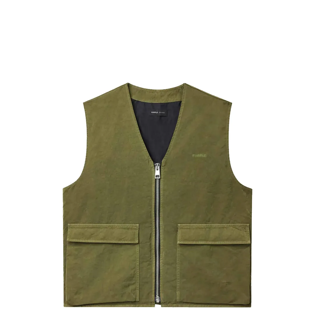 WOVEN FULL ZIP UTILITY VEST MILITARY WORDMARK