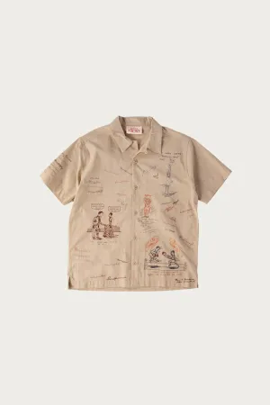 Yearbook Camp Shirt - Khaki/Grey